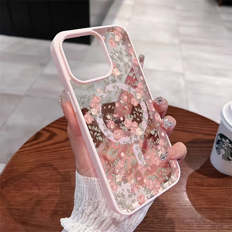Clear Shockproof Bumper Case - Casing Ponsel Magnetik Transparan Pink Tiny
